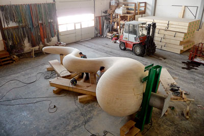 Hightech-Holzkulptur Snaporaz bei Holzbau Amann
Foto Marco Ganz © 2012 ProLitteris