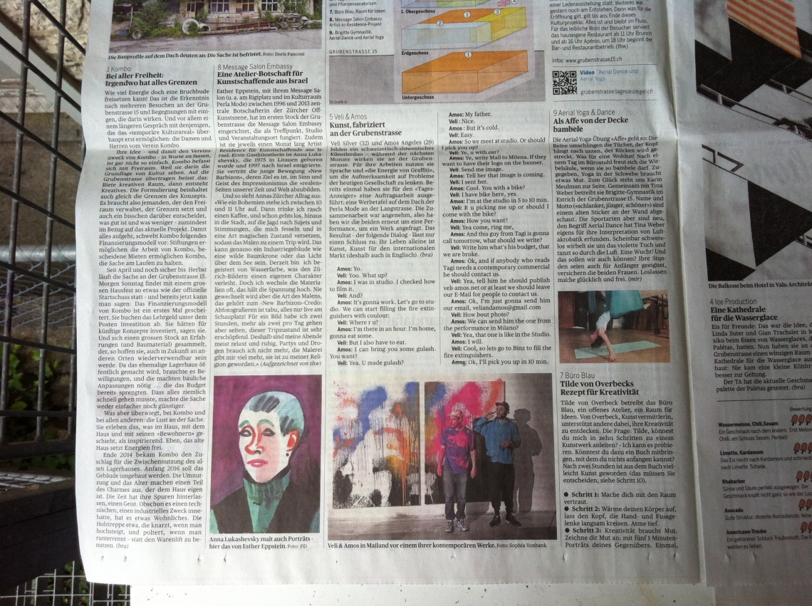 Tages Anzeiger 23. Mai, über die Grubenstrasse 15