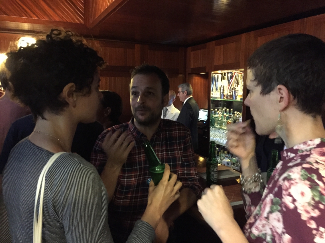 Kronenhalle Bar, In conversation with Cathérine Hug and Valentina Pini by the occasion of the release of the book "Krönlihalle Bar". In the back worldchampion barkeeper (Ladykiller) Peter Roth