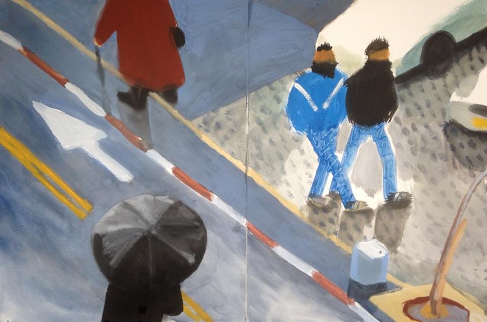 Anna Lukashevsky "Bad weather",  gouache on paper, 60/35, 2015