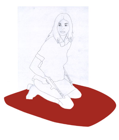 arms of destiny, 2003, Bleistift auf Transparentpapier, Filz, 35x25 cm